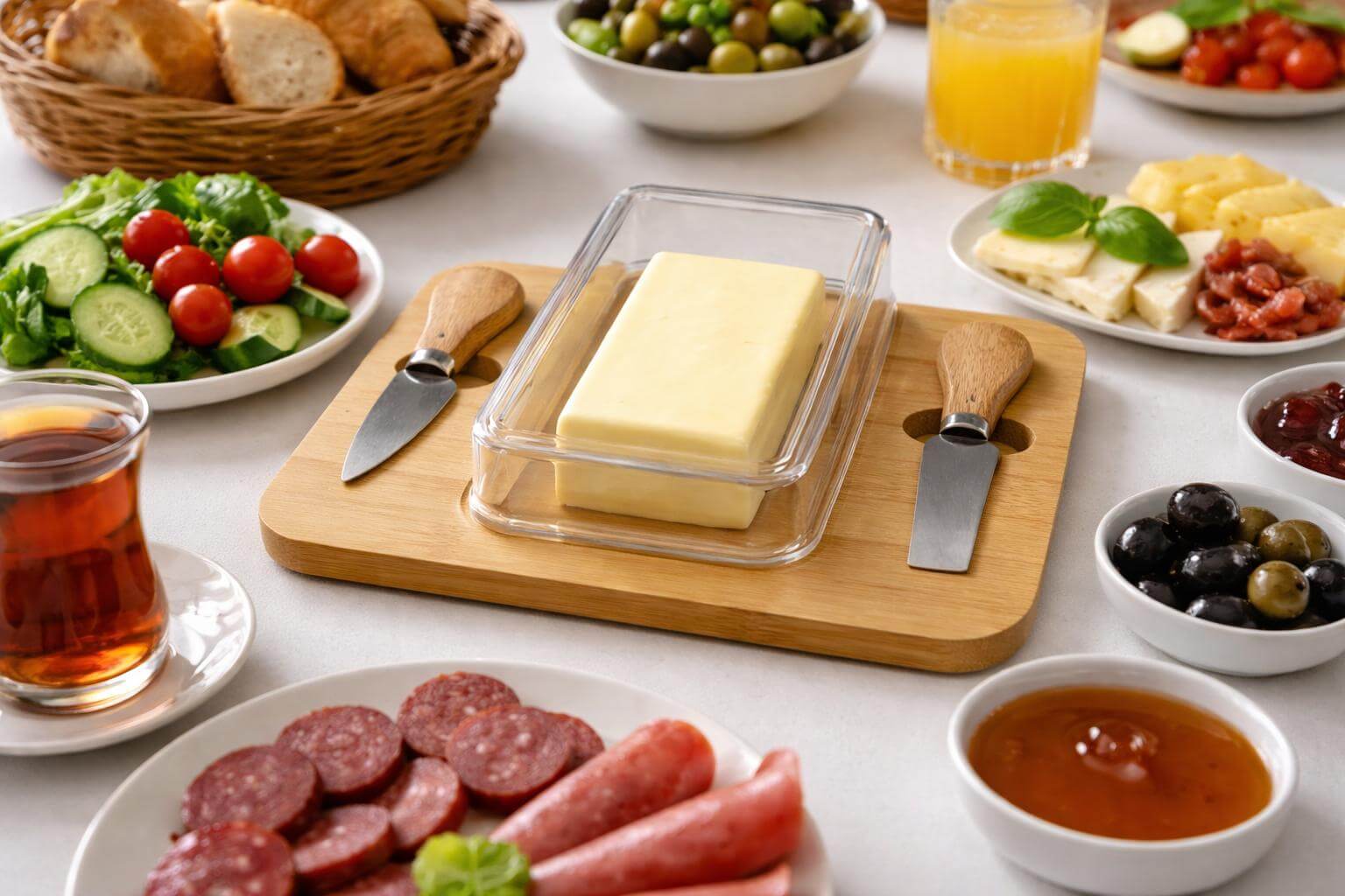 BAMBU TEREYAĞLIK ÇİFT BIÇAKLI *22